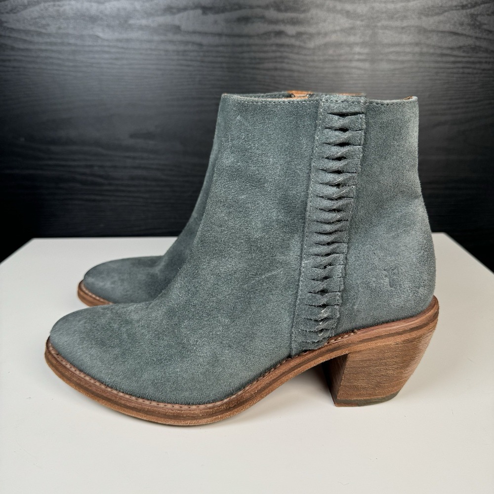 Frye Rosalia Feather Ankle Bootie Size 8 B - Blue Suede